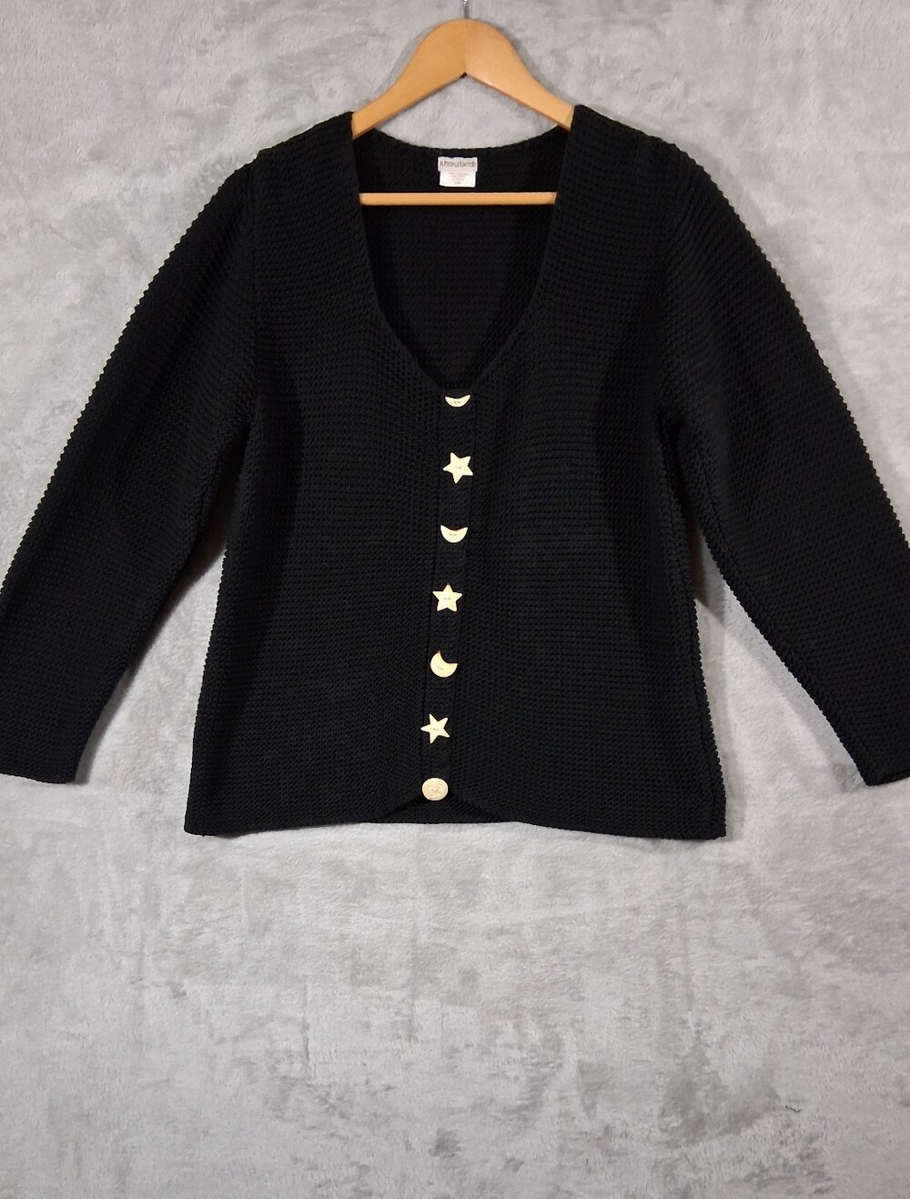 A People United Celestial Moon And Star Chunky Knit Sweater/cardigan "Deadstock"